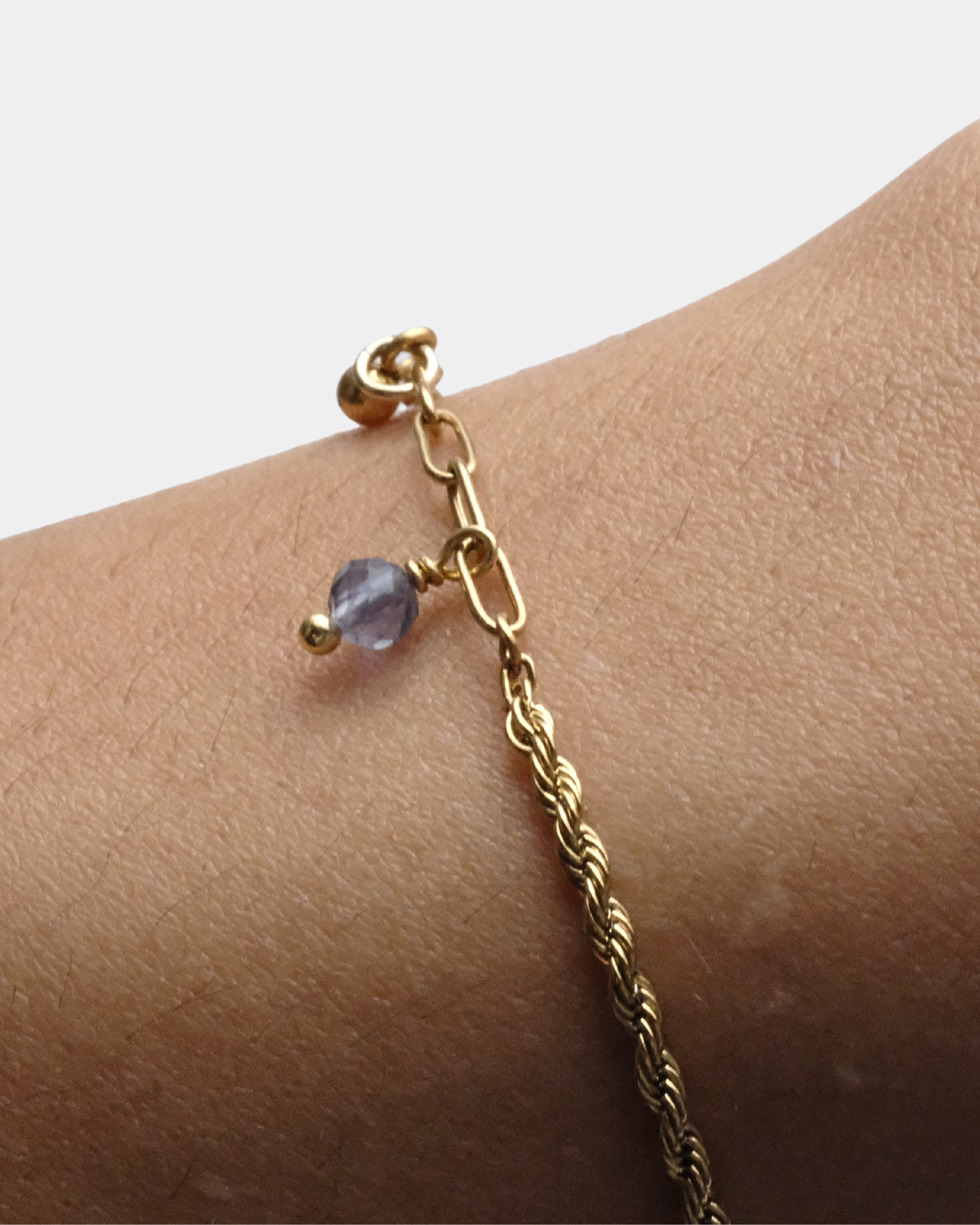 Bracciale con differenti maglie con pietre di fluorite