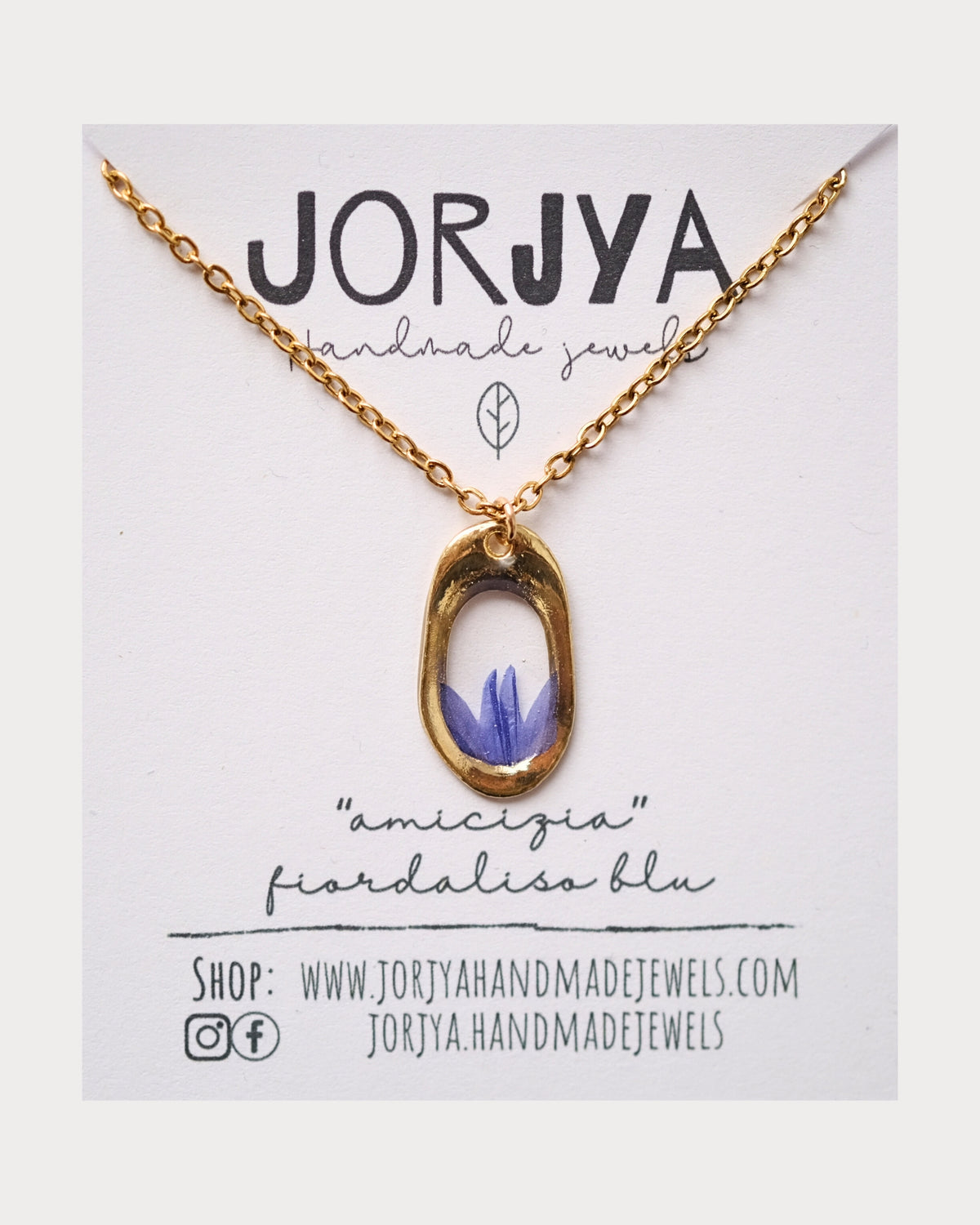 Collana "amicizia" con petalo di fiordaliso blu