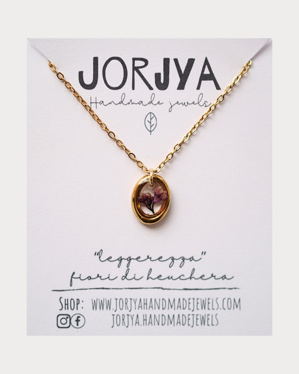 Collana "leggerezza" con pendente dorato con fiori di heuchera