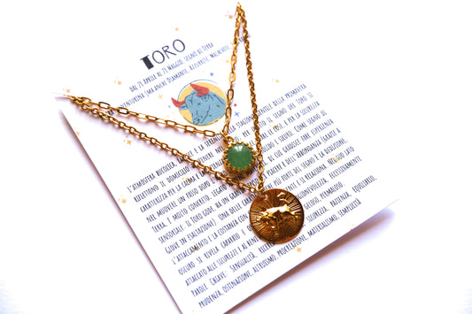 Collane con segno zodiacale del TORO e pietra di avventurina