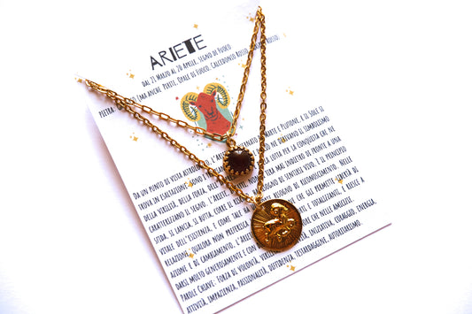 Collane con segno zodiacale dell'ARIETE e pietra di granato