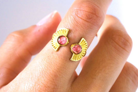 Anello ANASTASIA con foglie rosse di mirtillo