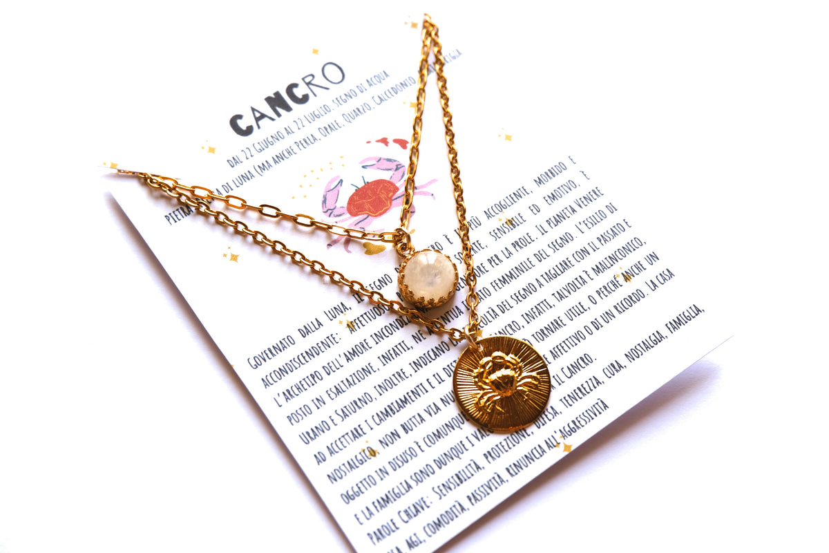 Collane con segno zodiacale del CANCRO e pietra di luna