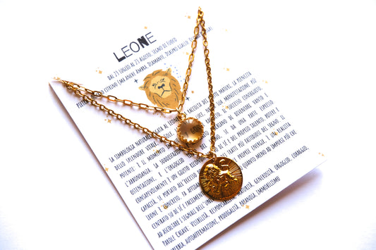 Collane con segno zodiacale del LEONE e pietra di quarzo citrino