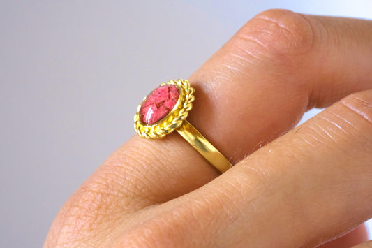 Anello CATERINA con foglie rosse di mirtillo