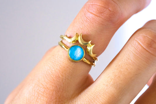 Anello CECILIA con petali di ortensia azzurra