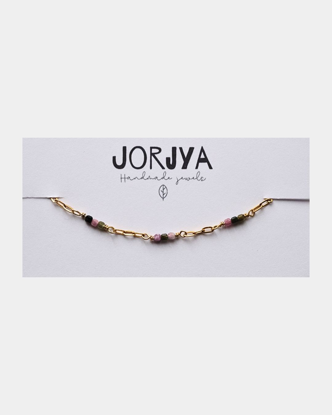 Bracciale con maglie allungate e pietre cubiche di tormalina