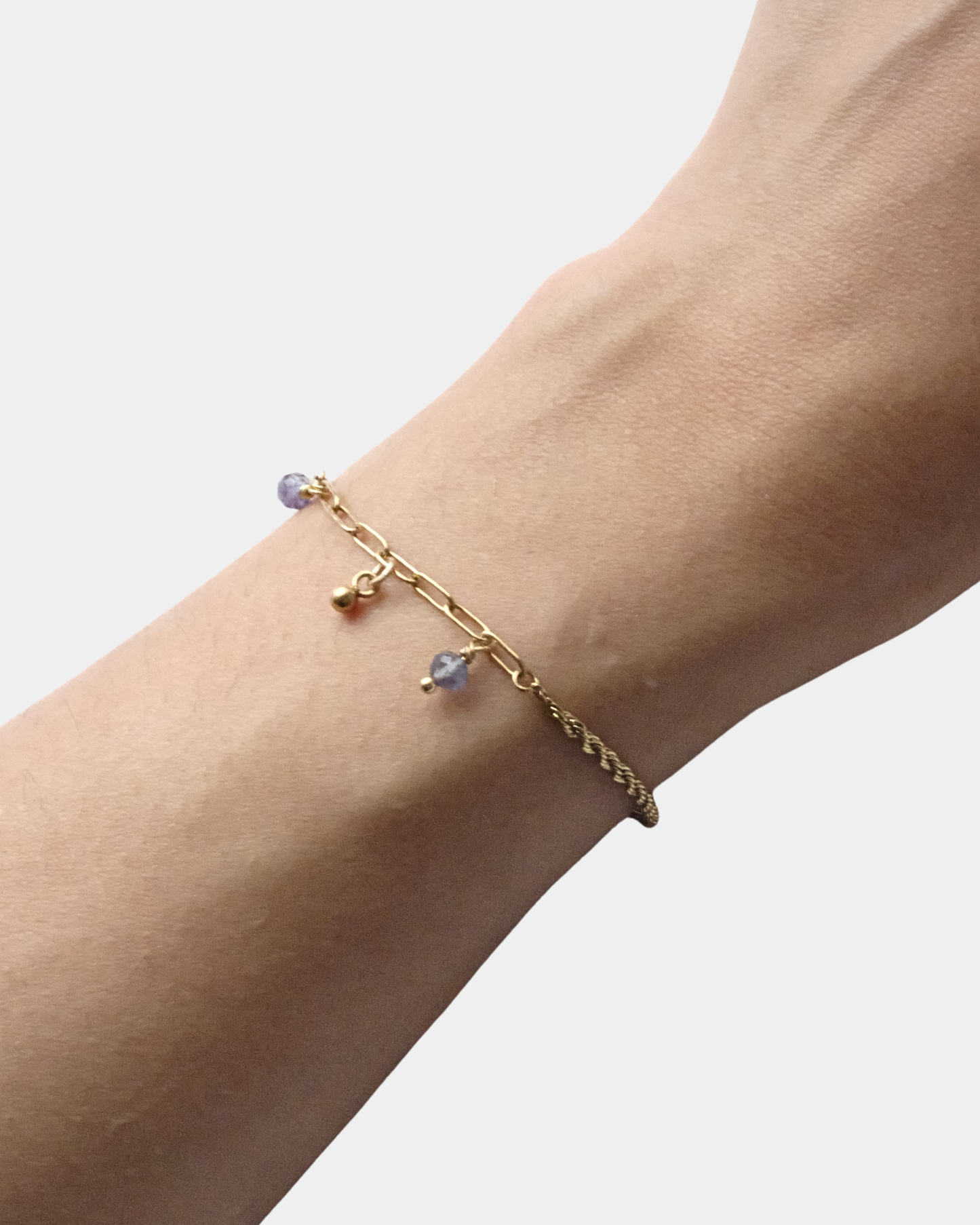 Bracciale con differenti maglie con pietre di fluorite