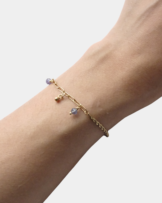 Bracciale con differenti maglie con pietre di fluorite