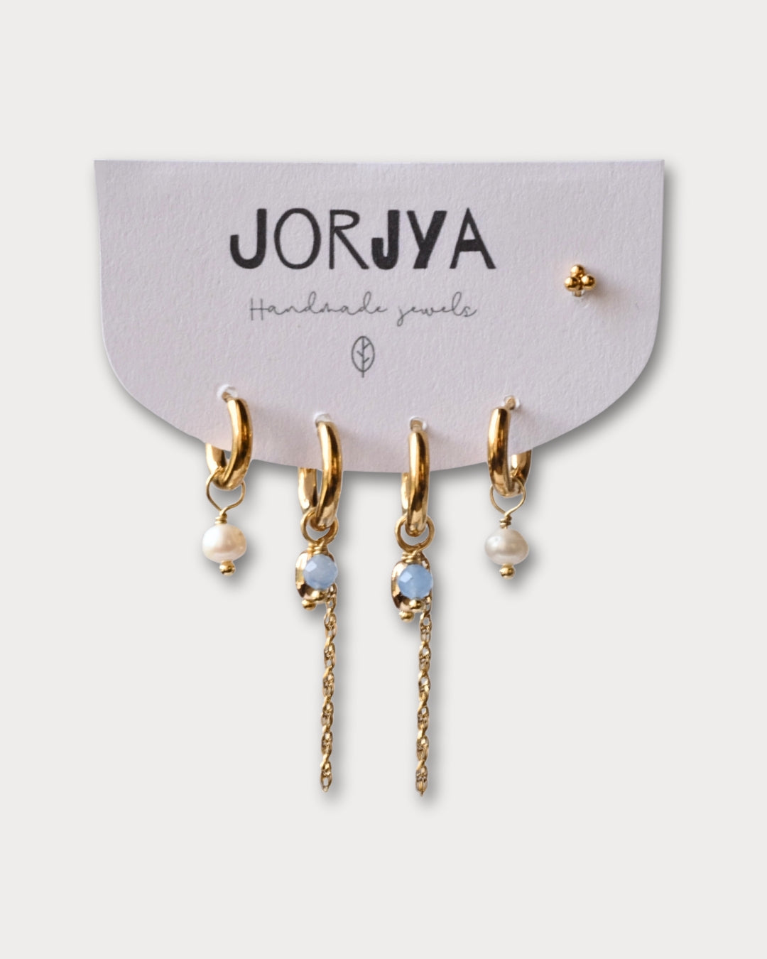 SET CON PIERCING - Set di due paia di orecchini e piercing con pietre di amazzonite e perle di fiume