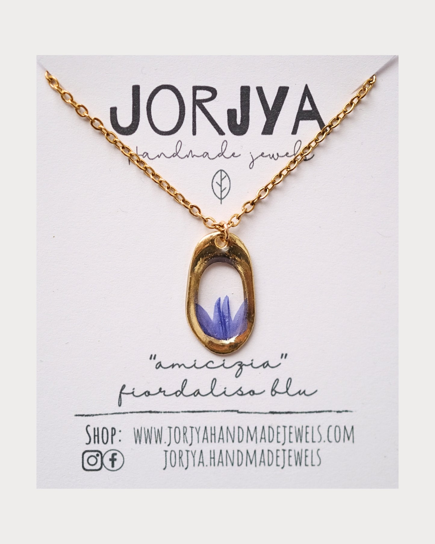 Collana "amicizia" con petalo di fiordaliso blu