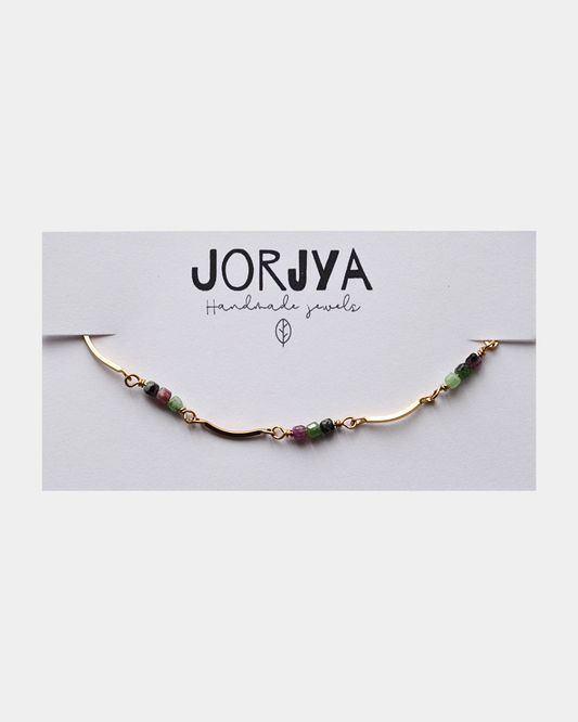 Bracciale con maglie ondulate e pietre di epidoto