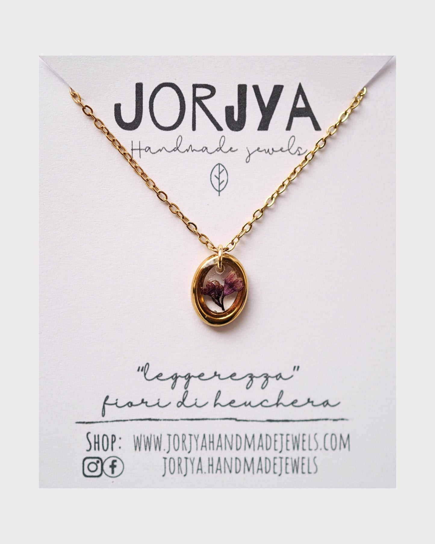 Collana "leggerezza" con pendente dorato con fiori di heuchera