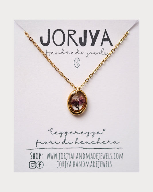 Collana "leggerezza" con pendente dorato con fiori di heuchera