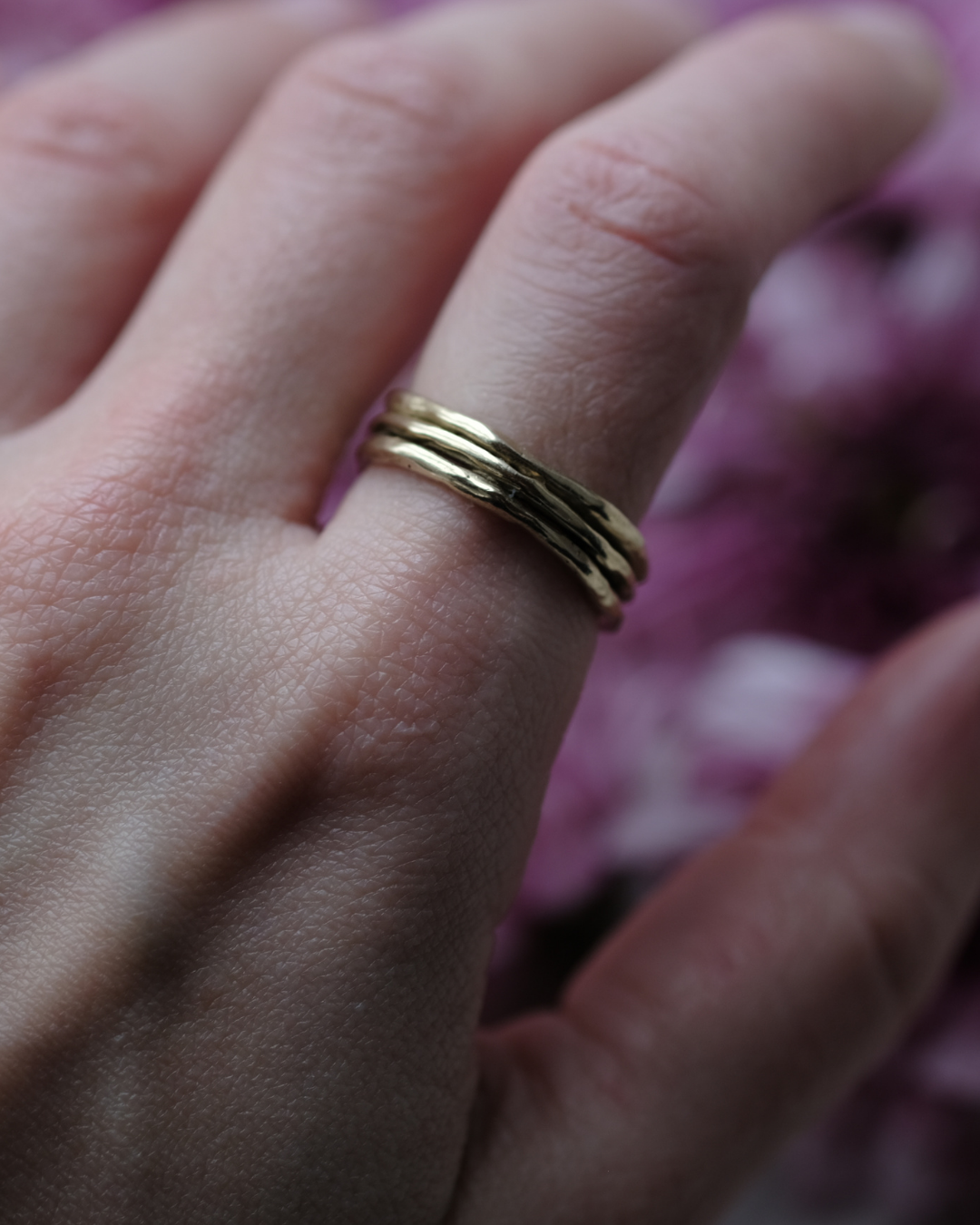 FEDINE - Anello in ottone effetto tre fedine sovrapposte