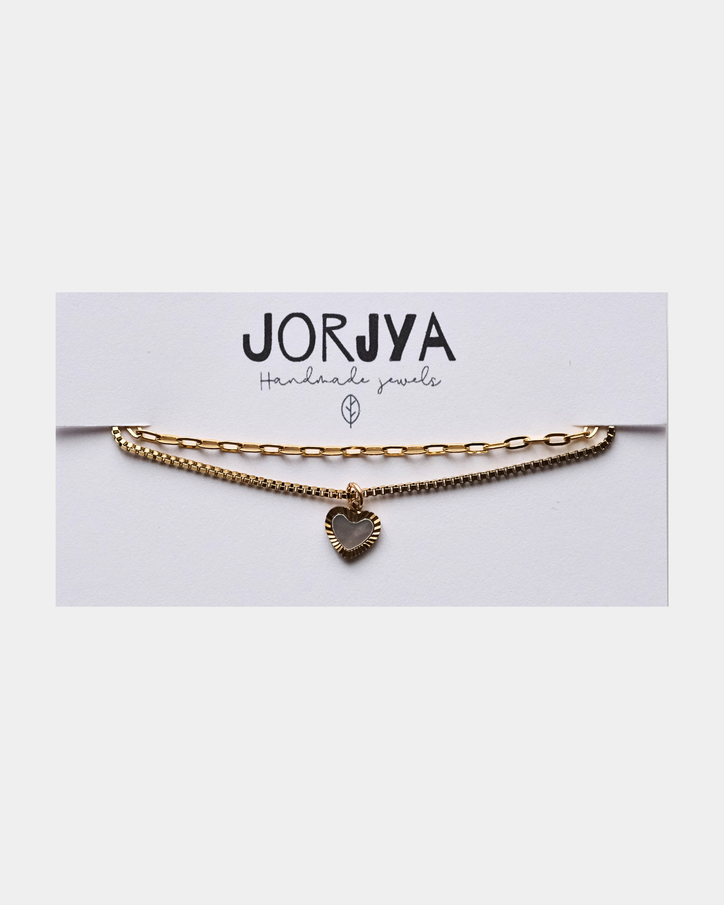 Bracciale con doppio filo con cuore effetto madreperla