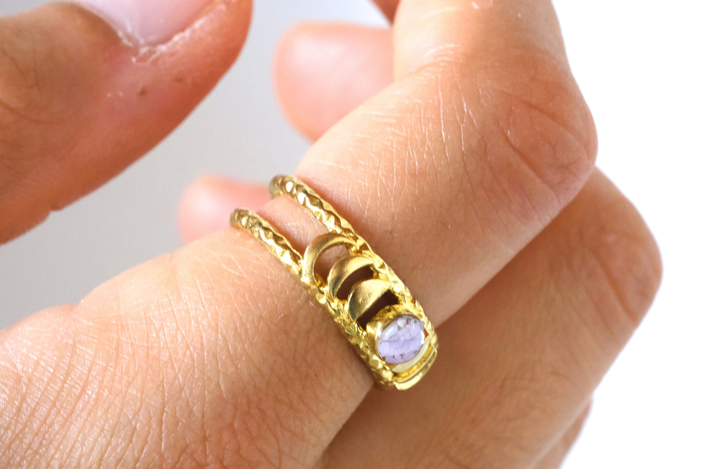 Anello GRACE con petali di ortensia lilla