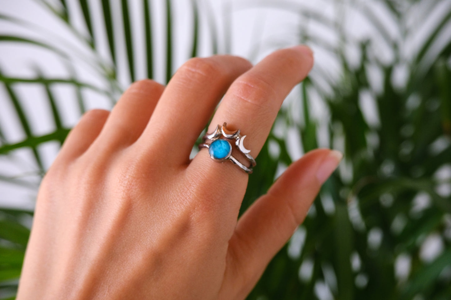 Anello CECILIA con petali di ortensia azzurra