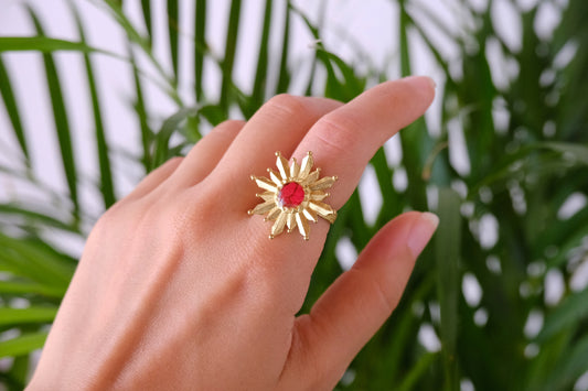 Anello MARIA TERESA con foglie rosse di mirtillo