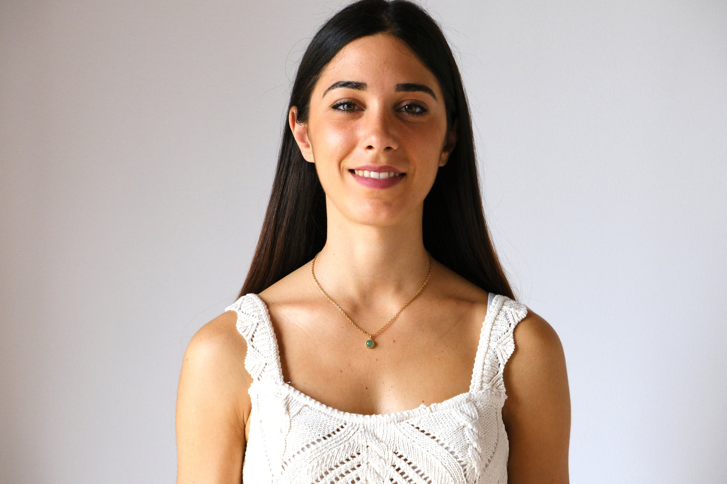 Collana girocollo con pietra tonda di avventurina