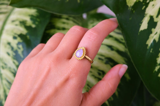 Anello AMELIA con petali di ortensia lilla