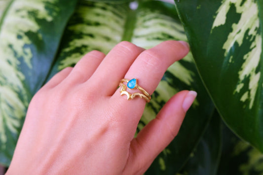 Anello ISIDE con petali di ortensia azzurra