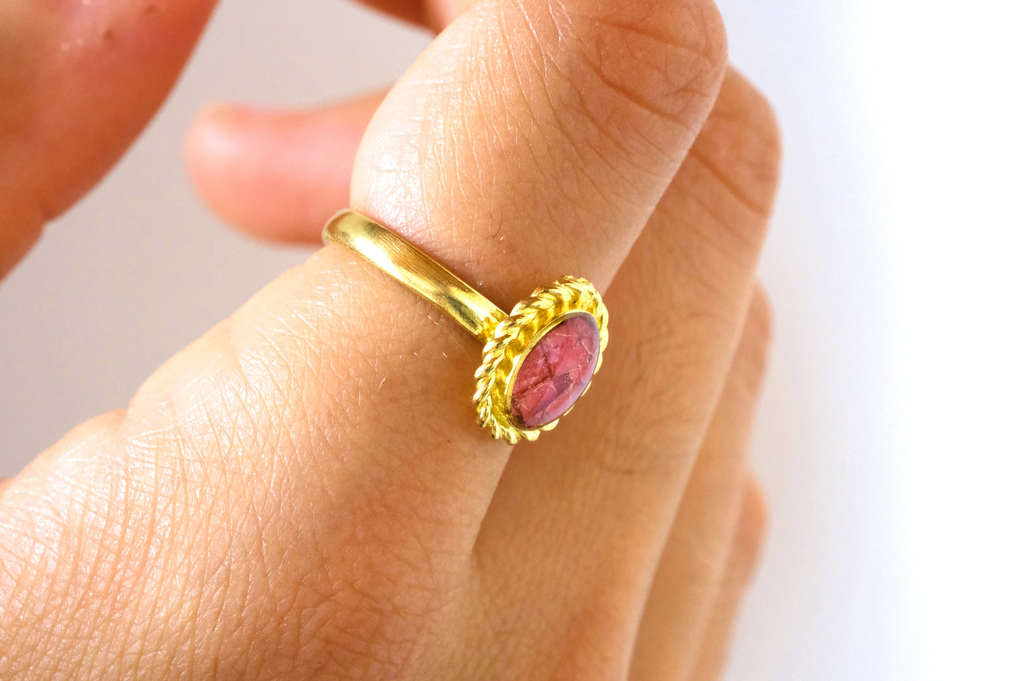 Anello CATERINA con foglie rosse di mirtillo