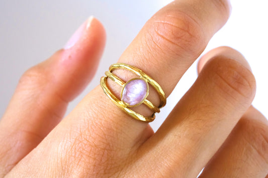 Anello OLGA con petali di ortensia lilla