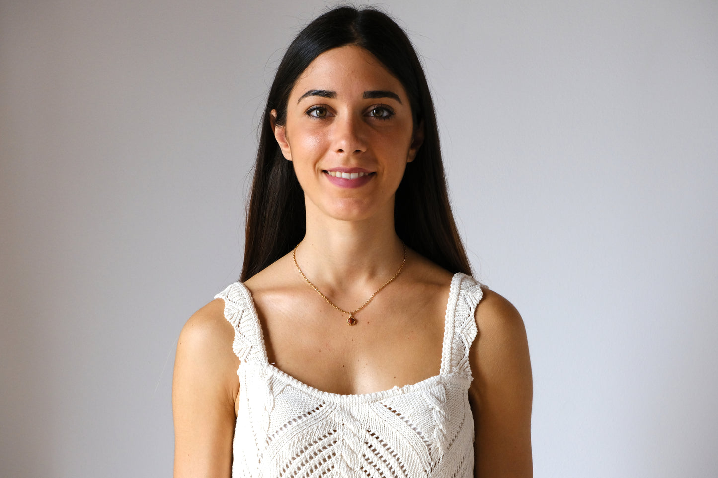 Collana girocollo con pietra tonda di diaspro rosso