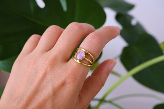 Anello OLGA con petali di ortensia lilla