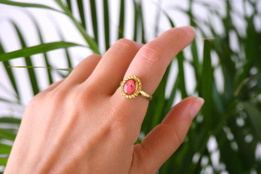Anello CATERINA con foglie rosse di mirtillo