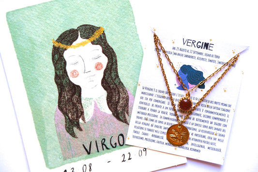 Collane con segno zodiacale della VERGINE e pietra di corniola